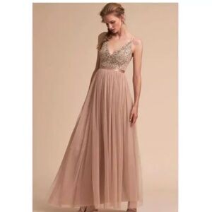 New Anthropologie BHLDN Avery beaded maxi tulle dress size 12